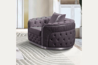 Picture of PIEDMONT Chesterfield Velvet Sofa Range (Grey) - Armchair (1 Seater)