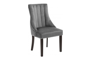 Picture of FRANKLIN Velvet Dining Chair with Solid Rubber Wood Legs (Dark Grey) - Single