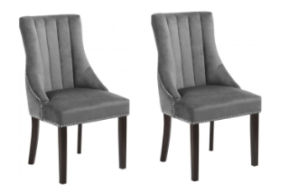 Picture of FRANKLIN Velvet Dining Chair with Solid Rubber Wood Legs (Dark Grey) - 2 Chairs in 1 Carton