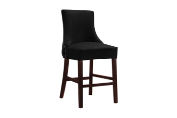 Picture of FRANKLIN Velvet Counter Chair Solid Rubber Wood Legs (Black) - Single