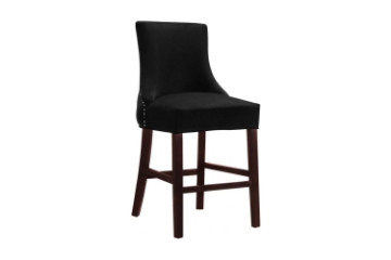 Picture of FRANKLIN Velvet Counter Chair Solid Rubber Wood Legs (Black)