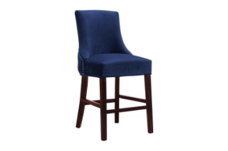 Picture of FRANKLIN Velvet Counter Chair Solid Rubber Wood Legs (Navy Blue)  - Single