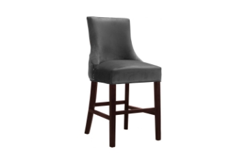 Picture of 【Pack of 2】FRANKLIN Velvet Counter Chair Solid Rubber Wood Legs (Dark Grey)