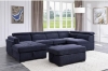 Picture of MARLOWE U-Shape Fabric Pull-Out Sectional Sofa Bed with Storage Ottoman (Blue)