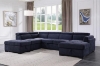 Picture of MARLOWE U-Shape Fabric Pull-Out Sectional Sofa Bed with Storage Ottoman (Blue)