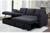 Picture of PORTLAND III Fabric Pull-out Sectional Sofa Bed with Chaise and Storage (Dark Blue) - Facing Left