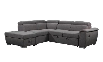 Picture of CAPRI  Pull-out Sectional Sofa Bed with Storage Ottoman and USB Port (Grey) - Facing Left