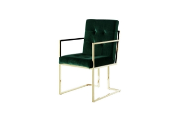 Picture of EVAN Button Tufted Velvet Chair With Arms (Hunter Green/Gold)