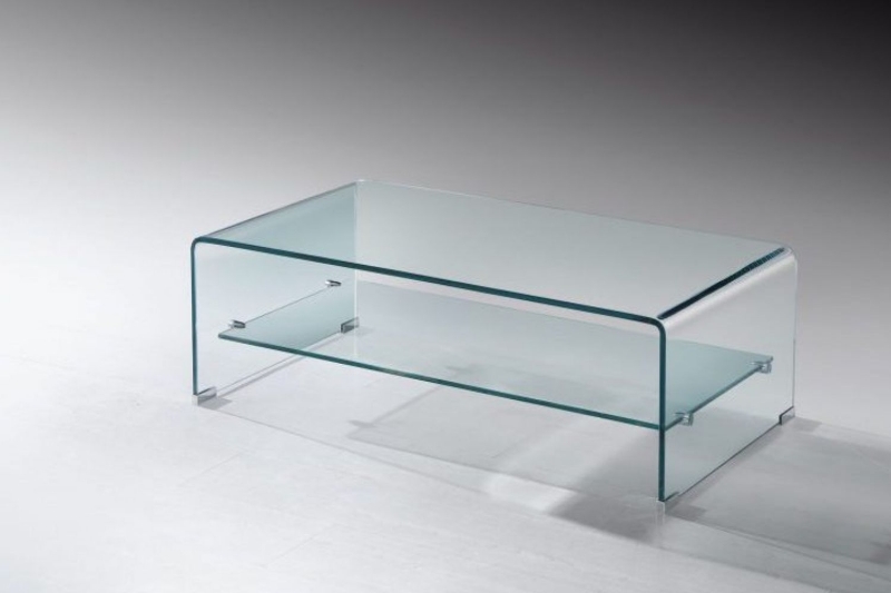 Picture of MURANO 47" Bent Glass Coffee Table with Shelf