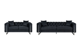 Picture of ASTRA Velvet Sofa Range (Black) - Loveseat+Sofa Set