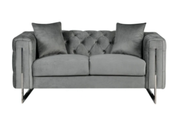 Picture of ASTRA Velvet Sofa Range (Grey) - 2 Seater (Loveseat)