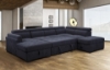 Picture of MARLOWE U-Shape Fabric Pull-Out Sectional Sofa Bed with Storage Ottoman (Blue)