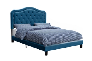 Picture of Helen Velvet Bed Frame (Blue) - Double
