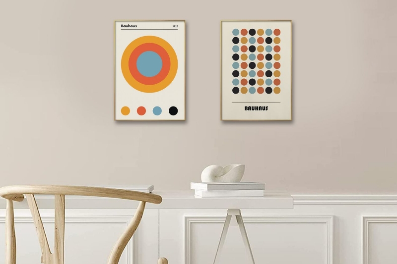 Picture of BAUHAUS POSTER Canvas Print Wall Art 80x60 Wood Color Frame