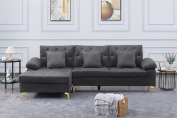 Picture of GOLDSTONE Velvet Sectional Sofa (Grey)