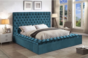 Picture of GALLERIA Velvet Storage Bed Frame in King/Queen Size (Blue)