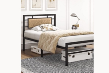 Picture of MECOR Metal Bed Frame in Twin Size (Brown) 