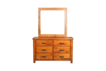 Picture of RIVERWOOD Rustic Pine 6-Drawer Dresser with Mirror