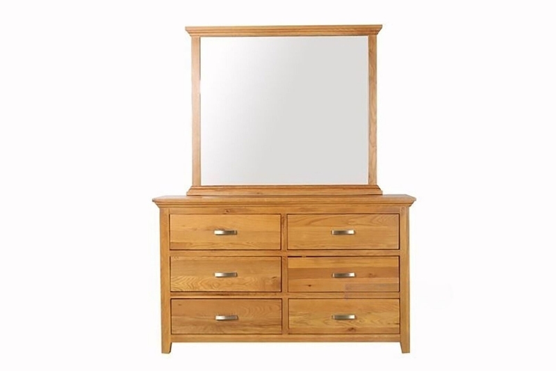 Picture of WESTMINSTER Solid Oak Wood 6-Drawer Dresser with Mirror
