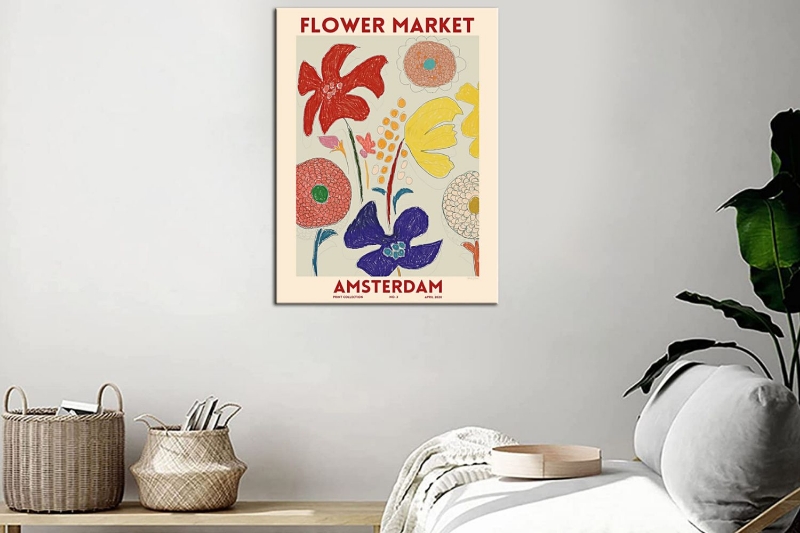 Picture of Flower Market - AMSTERDAM Canvas Print Wall Art (FMAMSTD)