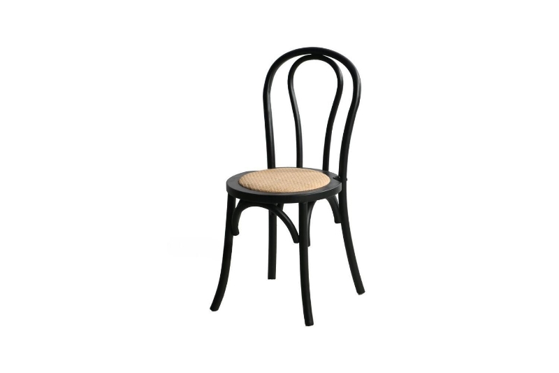 Picture of RAYMON Solid Beech Dining Chair with Rattan Seat (Black)