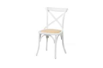 Picture of ALBION Solid Beech Wood Cross Back Dining Chair with Rattan Seat (White)