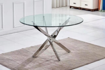 Picture of DALLAS 100 Round Glass Top Stainless Steel Dining Table (Silver)