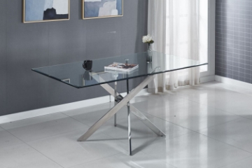 Picture of DALLAS 160 Glass Top Stainless Dining Table (Silver)