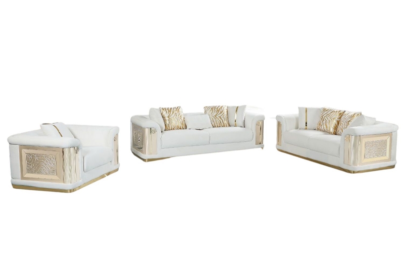 Picture of ANCONA Velvet Sofa (Beige) - Armchair+Loveseat+Sofa Set