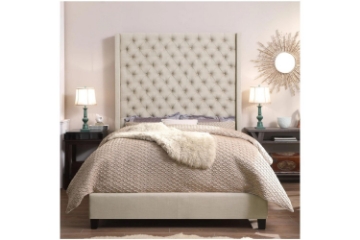 Picture of TAGULAS Button-Tufted Wingback Headboard ONLY in Eastern King Size (Beige)
