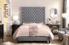 Picture of TAGULAS Button-Tufted Wingback Headboard in Eastern King Size (Light Grey)