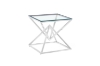 Picture of PYRAMID Clear Glass Top Side Table (Silver)