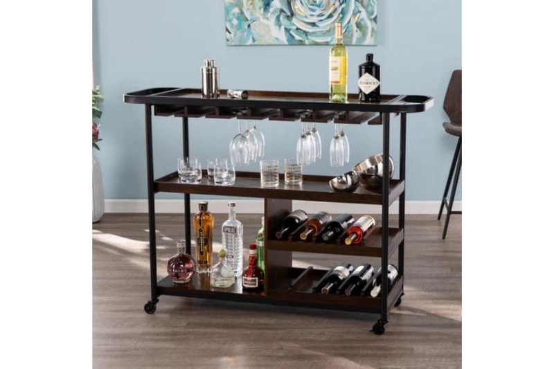 Picture of ALLY Rolling Wine Cart (Dark Brown)