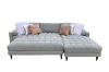 Picture of TASMAN Linen Upholstered Sectional Sofa  (Grey) - Facing Right with Ottoman