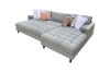 Picture of TASMAN Linen Upholstered Sectional Sofa  (Grey) - Facing Right with Ottoman