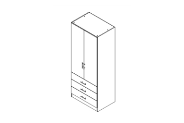 Picture of BESTA Wall Solution Modular Wardrobe - 2 Door 3 Drawer (AHK)
