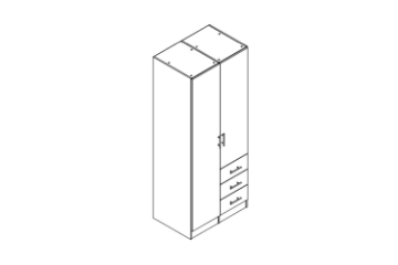 Picture of BESTA Wall Solution Modular Wardrobe - 2 Door 3 Short Drawer (BDE)