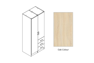 Picture of BESTA 2 DOOR 3 SHORT DRW Wall Solution Modular Wardrobe (BDE) - Oak Color