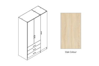 Picture of BESTA 3 DOOR 3 DRW Wall Solution Modular Wardrobe (BEHK) - Oak Color