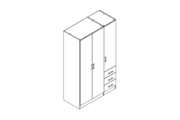 Picture of BESTA Wall Solution Modular Wardrobe - 3 Door 3 Short Drawer (BDFG)