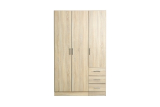 Picture of BESTA 3 DOOR 3 SHORT DRW Wall Solution Modular Wardrobe (BDFG) - Oak Color