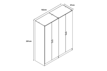Picture of BESTA 4 DOOR Wall Solution Modular Wardrobe (BFFGG) - Oak Color