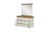 Picture of NOTTINGHAM 6-Drawer Solid Oak Wood Dresser with Mirror (White)