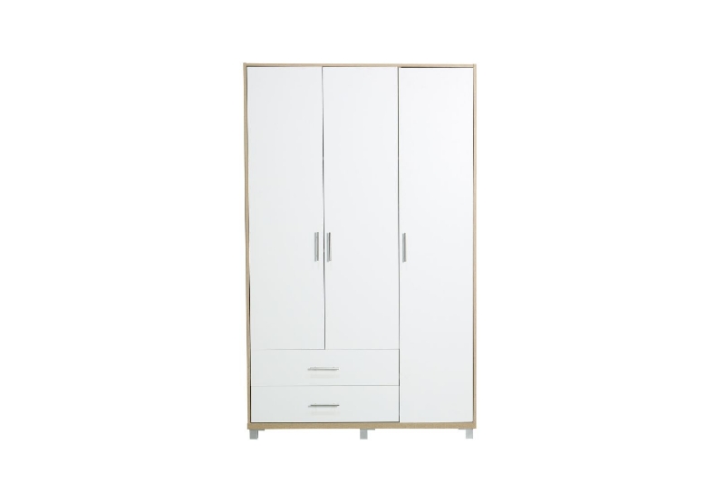 Picture of DUBLIN 3-Door 2-Drawer Wardrobe (White + Oak Color)