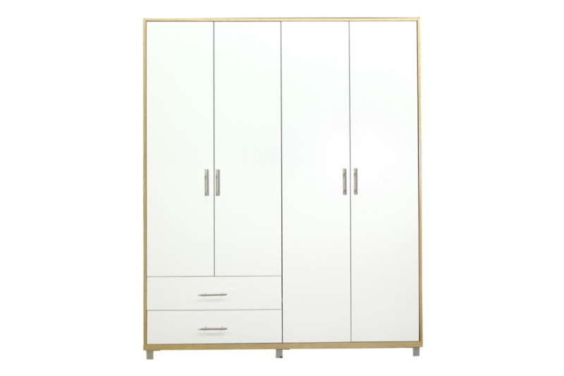 Picture of DUBLIN 4-Door 2-Drawer Wardrobe (White + Oak Color) 
