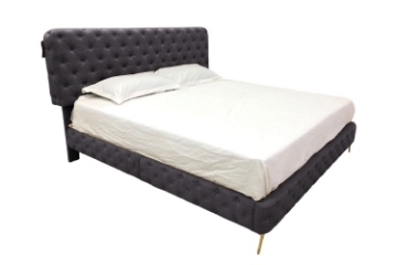 Picture of ZARAGO Linen Upholstered Button-Tufted Bed Frame in Queen Size (Dark Grey)