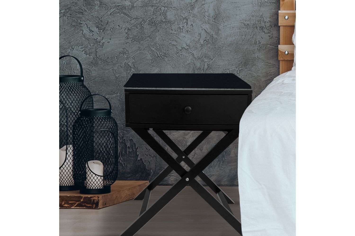 LINO 1Drawer Foldable Bedside Table (Black)iFurnitureThe largest