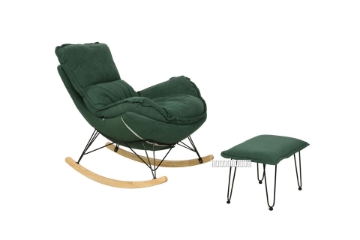 Picture of LOBSTER Fabric Rocking Chair with Footstool (Green)