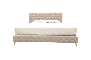 Picture of ZARAGO Linen Upholstered Button-Tufted Bed Frame (Beige) -  Queen Size