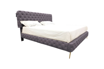Picture of ZARAGO Linen Upholstered Button-Tufted Bed Frame in Queen/Eastern King Size (Light Grey)